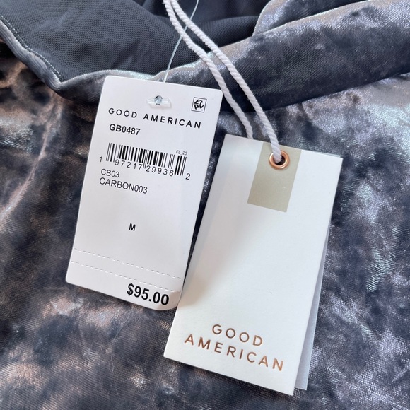 Good American Gray Crushed Velvet Tank Bodysuit - Picture 7 of 10